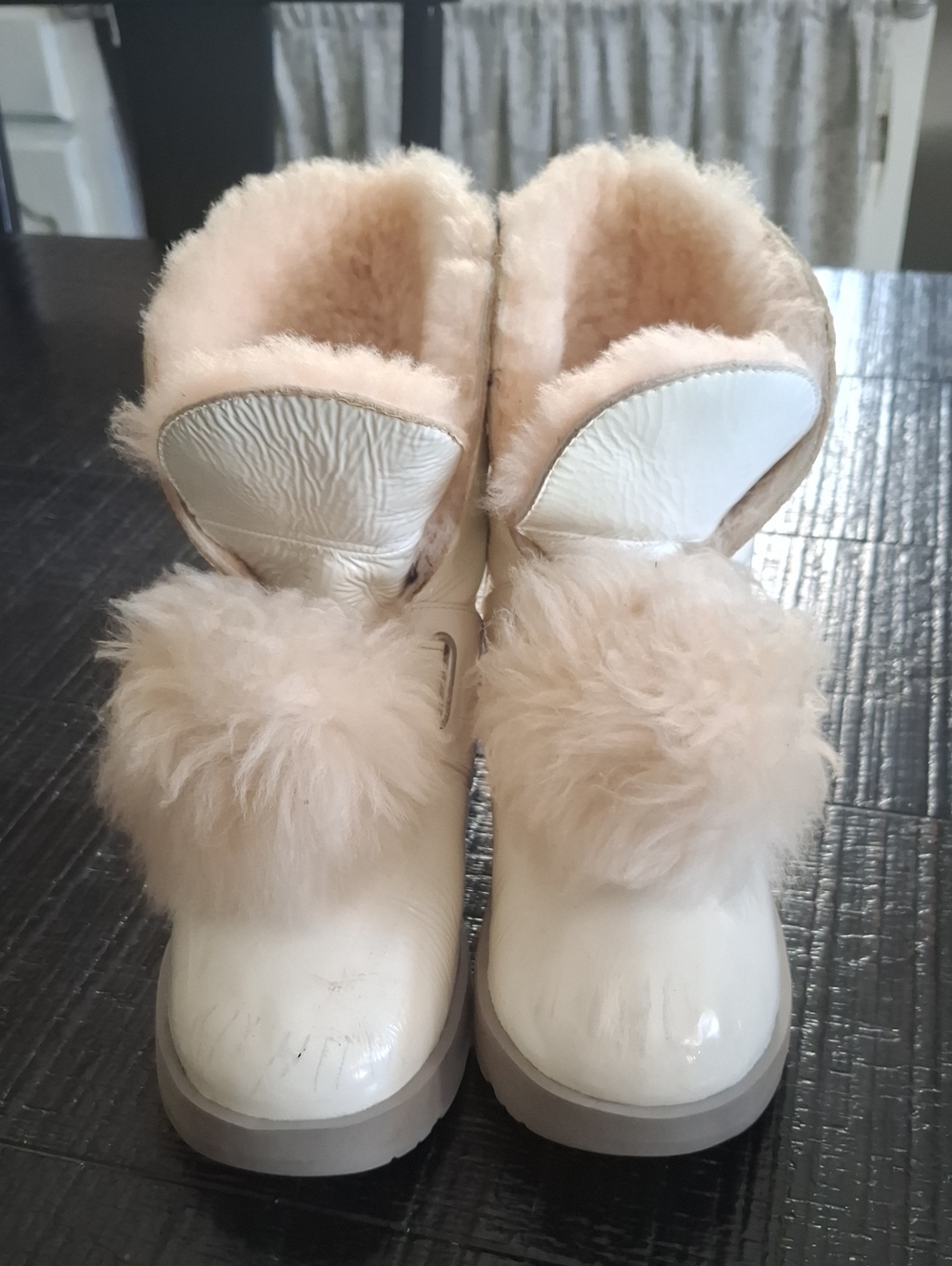 Ugg Isley Waterproof Women's Cream Faux-Fur Winter Boots - Plush Pom Accent